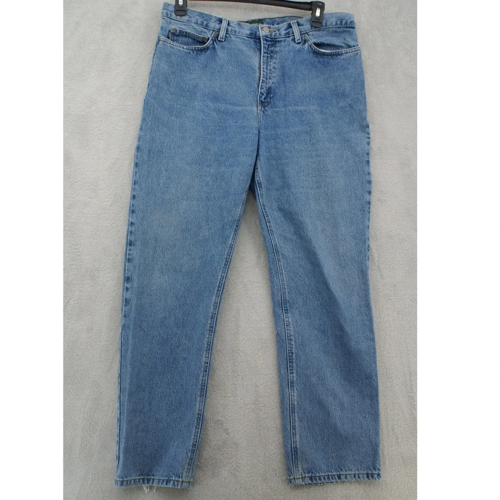 VTG Lauren Jeans Co Green Label High Rise Tapered Mom Jeans Light Wash Size 16